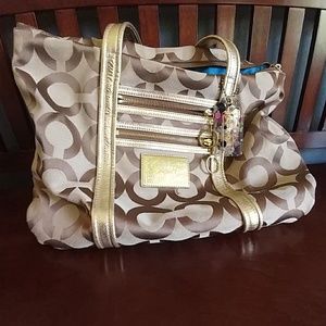 Coach Poppy brown and gold Tote